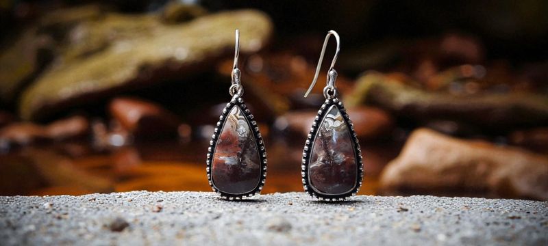 Handgemaakte oorbellen zilver op metaal met Crazy Lace Agaat