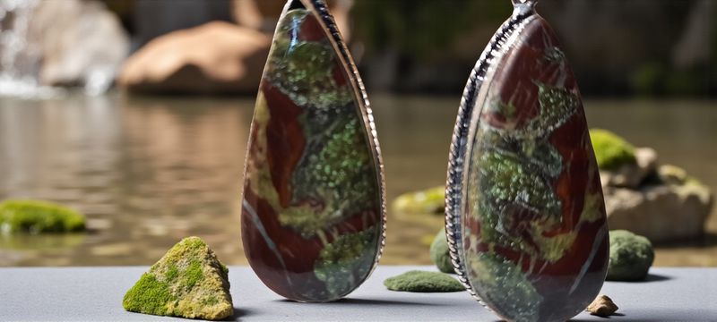 Handgemaakte oorbellen zilver op metaal met Drakensteen