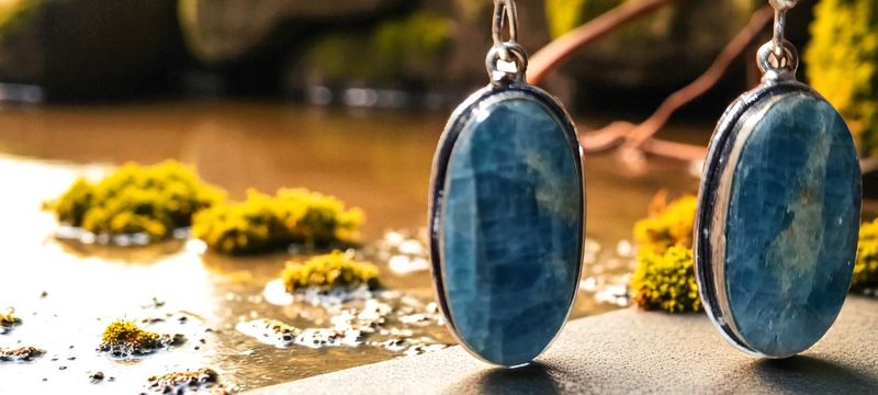 Handgemaakte oorbellen zilver op metaal met Apatiet