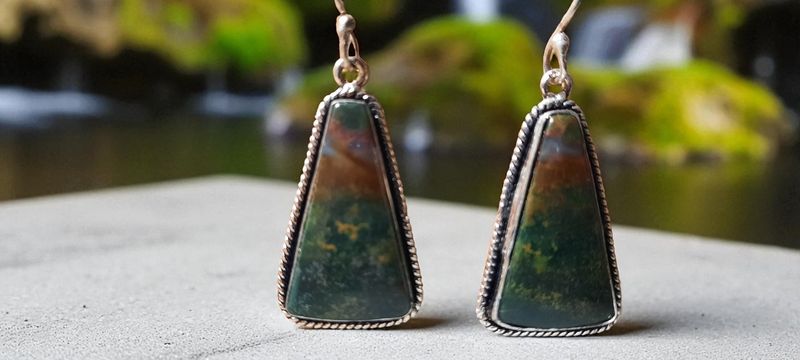 Handgemaakte oorbellen zilver op metaal met Bloedsteen