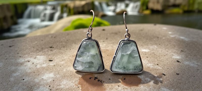 Handgemaakte oorbellen zilver op metaal met Prehniet
