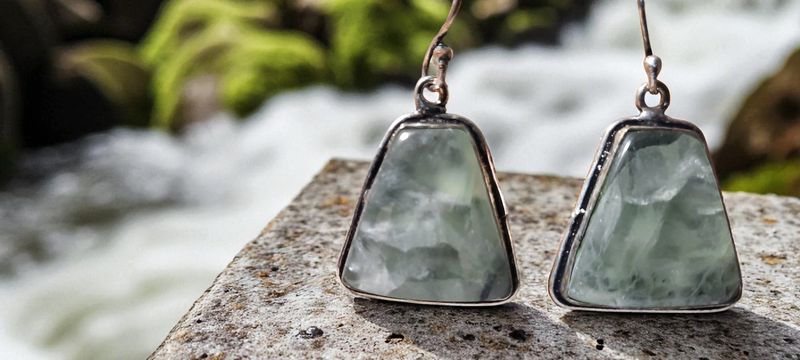 Handgemaakte oorbellen zilver op metaal met Prehniet