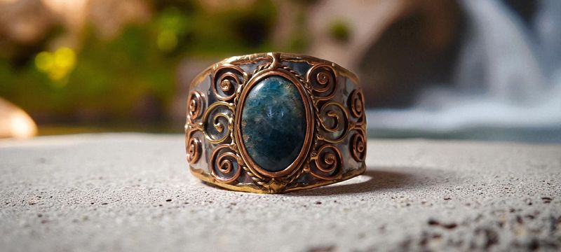 Handgemaakte armband koper op metaal en Apatiet