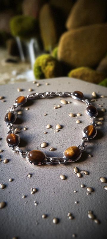 Handgemaakte armband 925 zilver met Tijgeroog