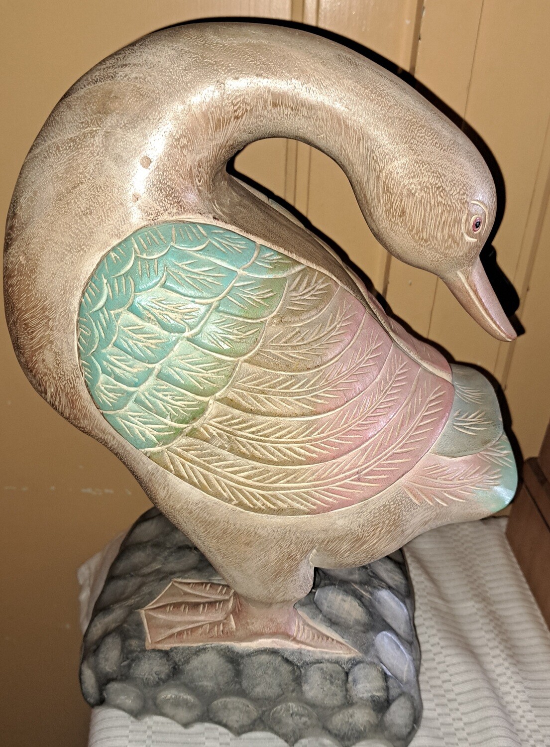 Houten decoratieve gans, eend, wooden duck.
