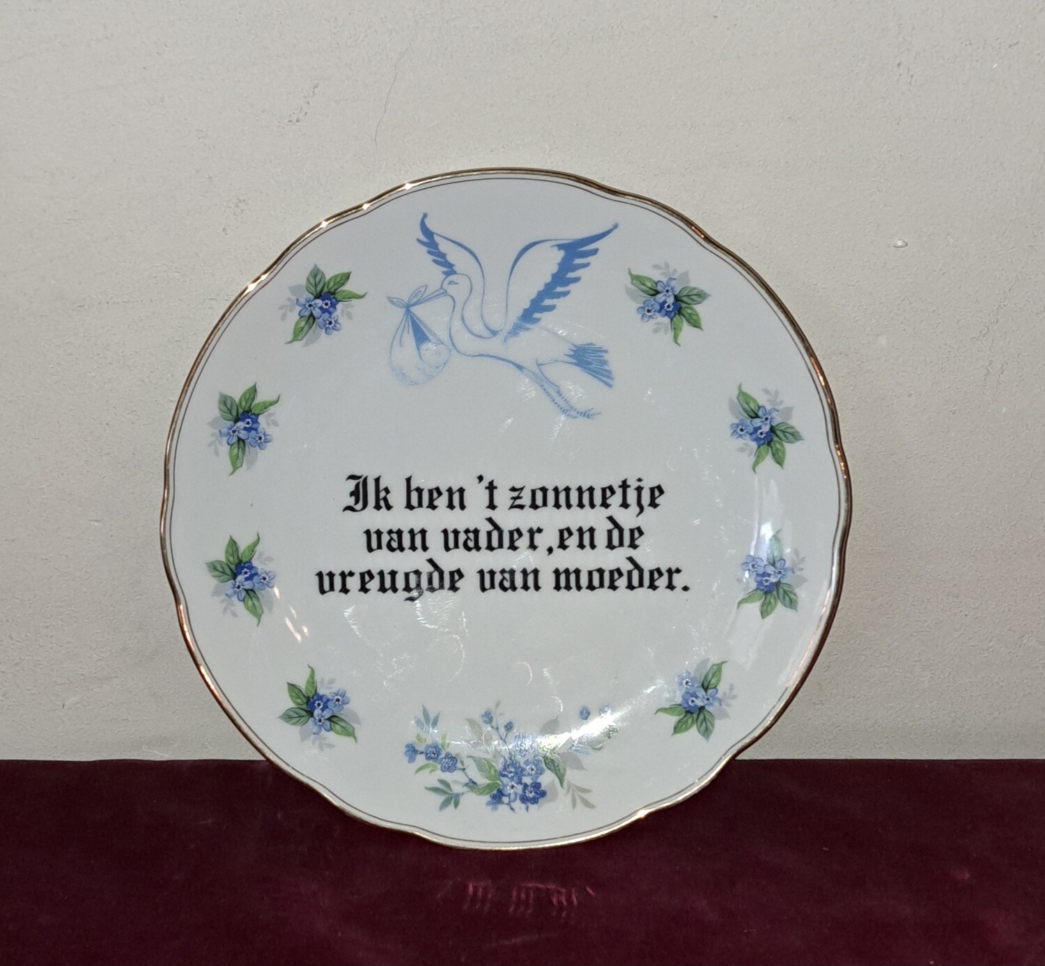 Bord porseleinen  geboorte schotel teljoor.