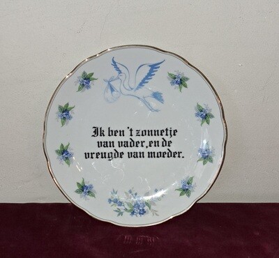 Bord porseleinen  geboorte schotel teljoor.