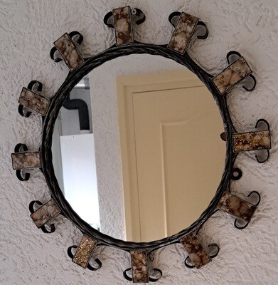 Vintage Spiegel rond in metalen frame