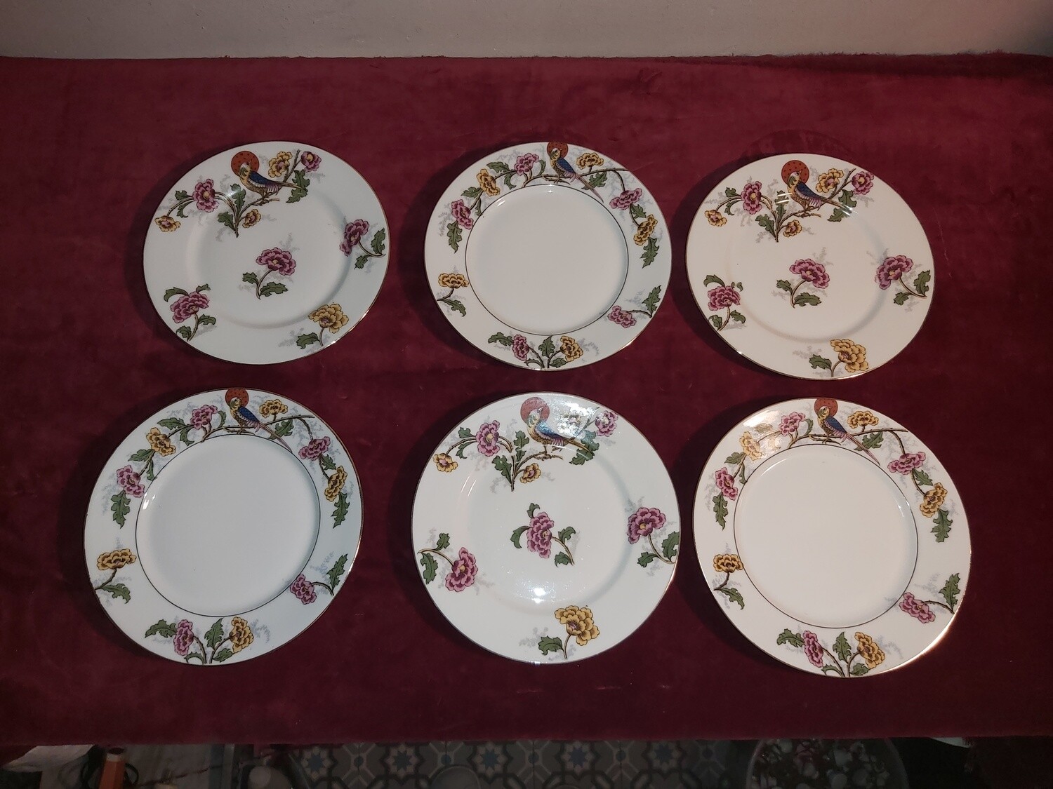 LIMOGES FRANCE UNIQUE porseleinen borden vogeldecoratie