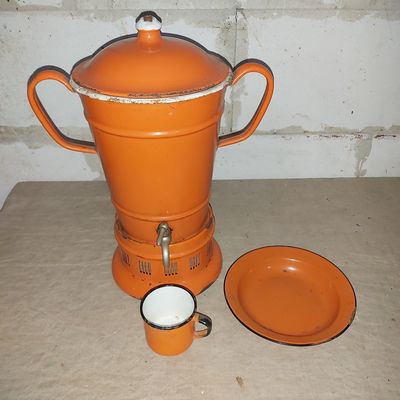 emaille samovar, emaille kannen, emaille koffiepot