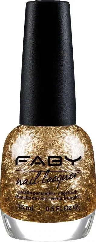Golden vegan Nail Polish with glitter Faby, natural nail polish without harmful substances