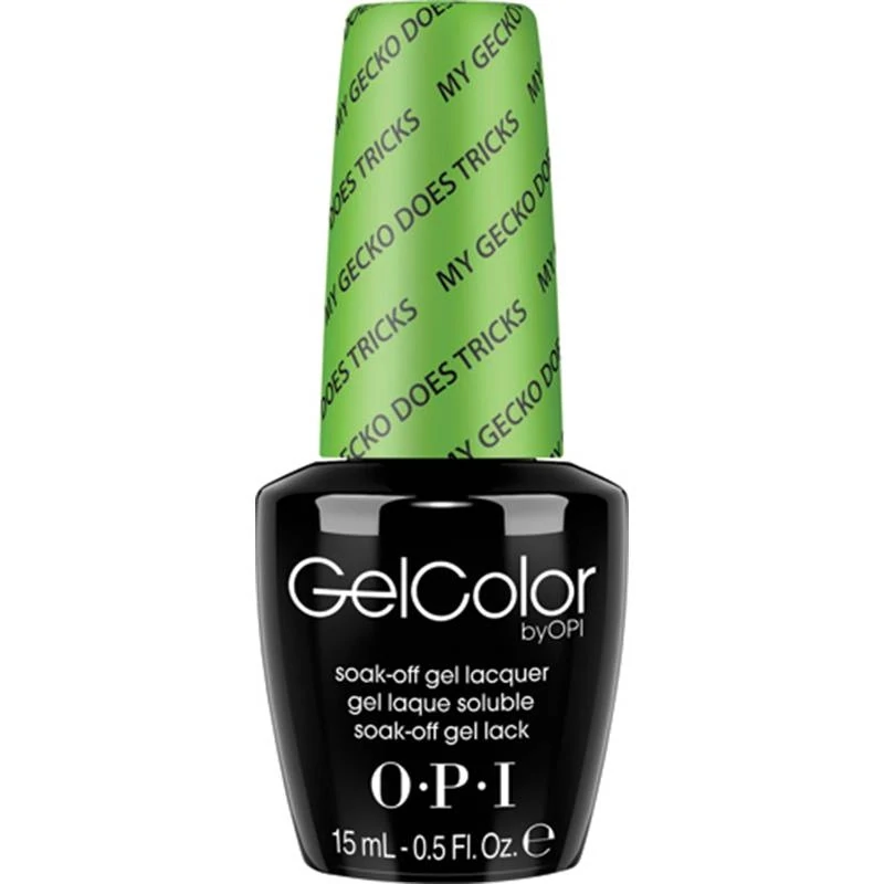 OPI GelColor My Gecko Does Tricks – sprankelende groene gellak met glinsters voor een opvallende en levendige manicure.