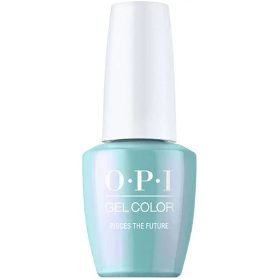 OPI GelColor Pisces The Future – glinsterende blauwe gellak met subtiele shimmer voor een elegante afwerking.