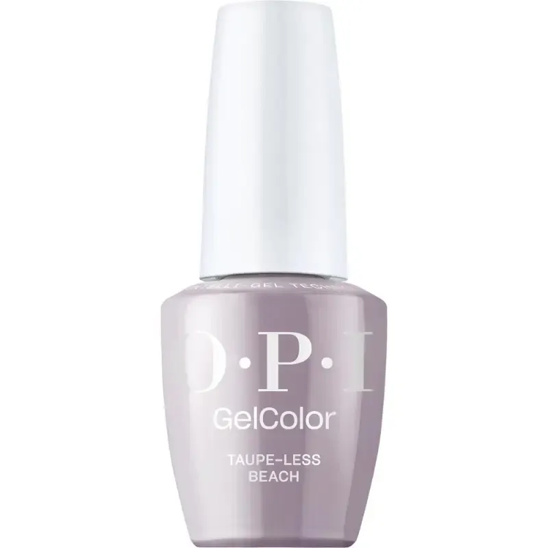 Purple OPI gel polish with a glossy finish, Taupe-less Beach. Long-lasting salon quality, cures under a lamp.
