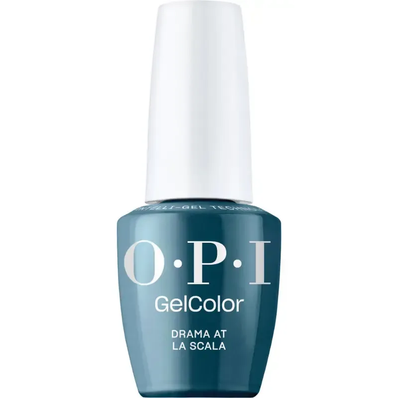 OPI GelColor vernis gel Drama at La Scala – bleu profond et brillant, couvrance parfaite et brillance durable.