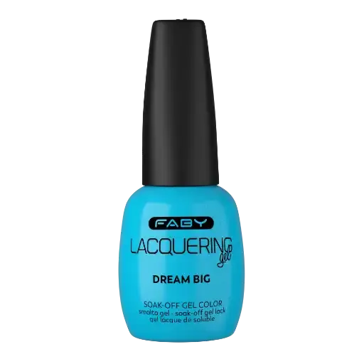 Vernis gel bleu néon FABY, Dream Big. Qualité professionnelle de salon, durcit sous lampe UV/LED.