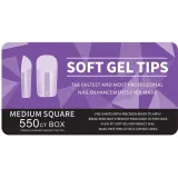 Medium square soft gel tips for nail extensions, flexible and durable, ideal for a natural manicure or artificial nails