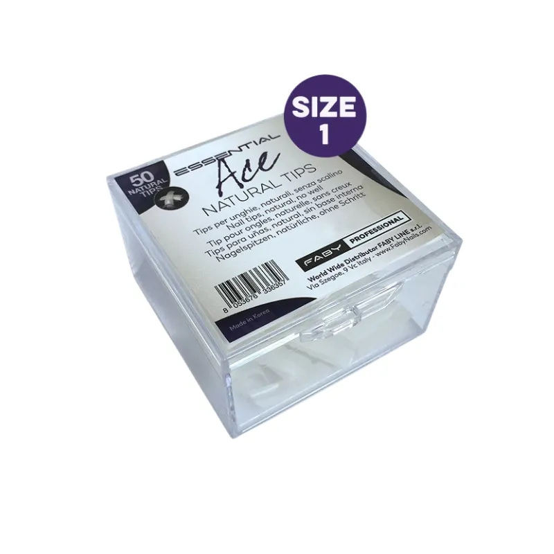 Essential Ace Natural Tips - Jenius Gel - 50st Essential Ace Natural Tips - Jenius Gel - 50st, Nagel tips maat: Maat 1