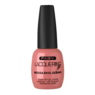 Medusa en el Ocèano - Lacquering Gel - 15ml Roze gellak met glinsterafwerking, Medusa en el Ocèano van FABY. Professionele salonkwaliteit en uithardend onder lamp.