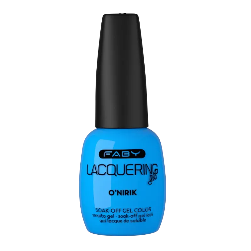 O'Nirik - Lacquering gel - 15ml Blauwe gellak met glanzende afwerking van FABY, O'Nirik. Ideaal voor een levendige en langdurige look.