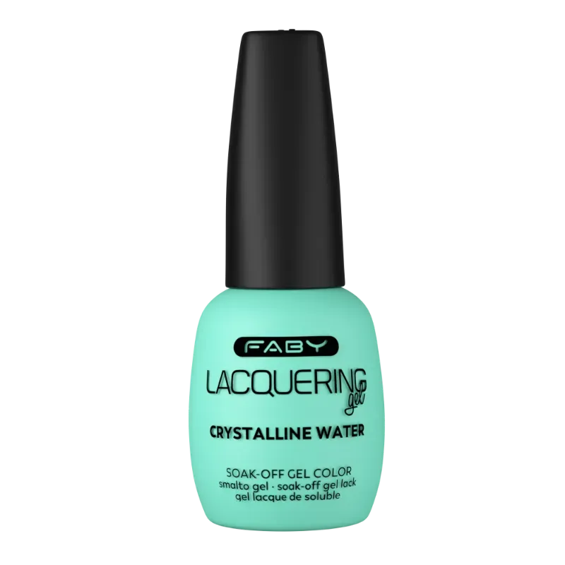 Crystalline Water - Lacquering gel - 15ml Turquoise gellak met glanzende afwerking van FABY, Crystalline Water. Perfect voor een frisse en langdurige look.
