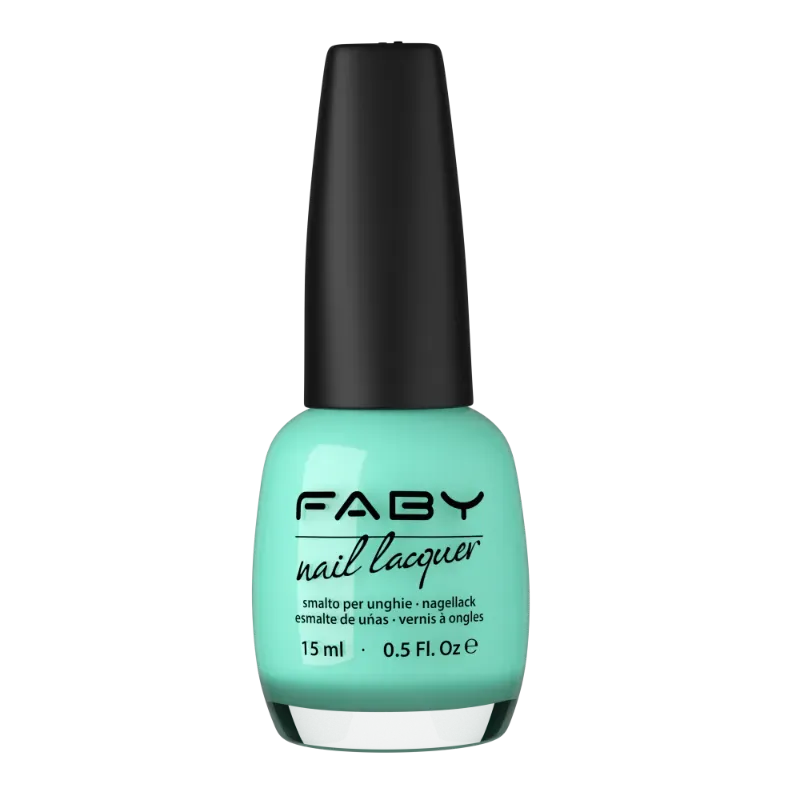 Vernis à ongles verte avec finition brillante de FABY, Crystalline Water. Parfait pour un look frais et durable.