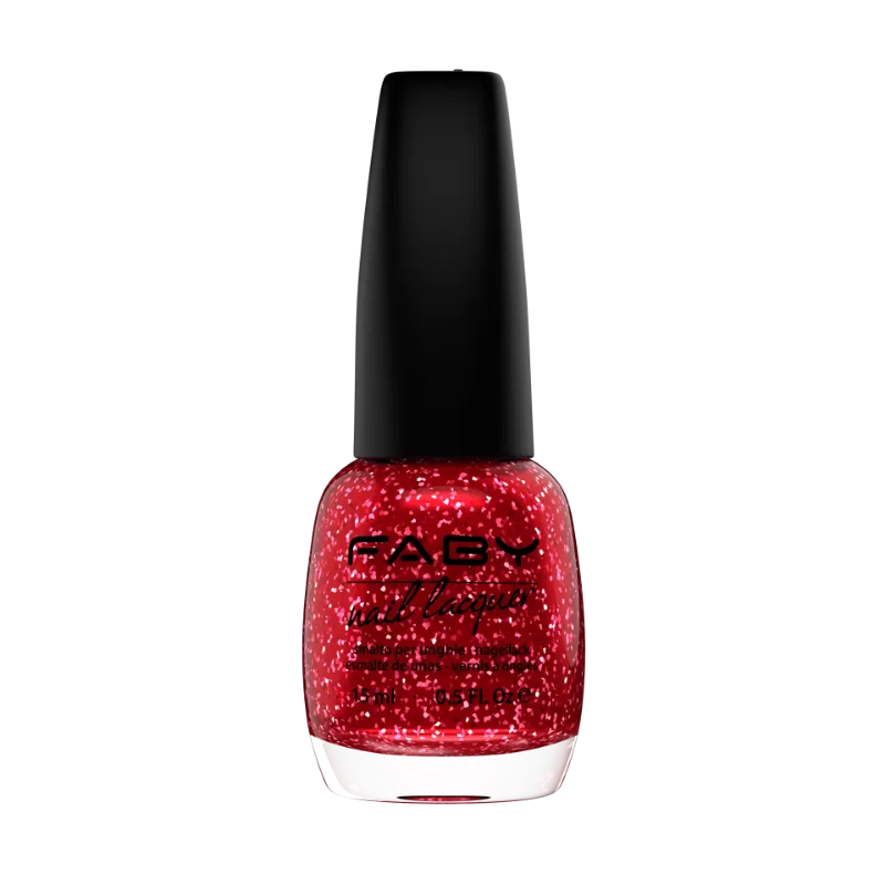 Vernis FABY Red Light Beam – vegan, rouge avec paillettes, professionnel sans TPO, brillance longue durée