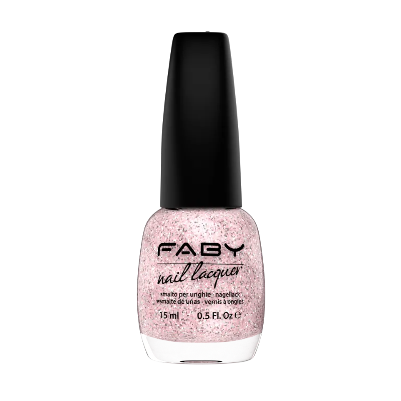 FABY nail polish Fata Morgana – vegan, TPO-free pink glitter shade with long-lasting shine