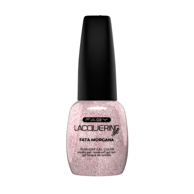 Fata Morgana - Lacquering gel - 15ml FABY gellak Fata Morgana – professionele TPO-vrije roze gellak met glitters voor langdurige glans