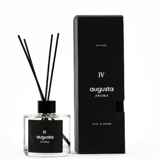 Diffuser IV - Arabian Dream Diffuseur noir de luxe avec tiges, parfum de rose, menthe et oud pour maison parfumée.