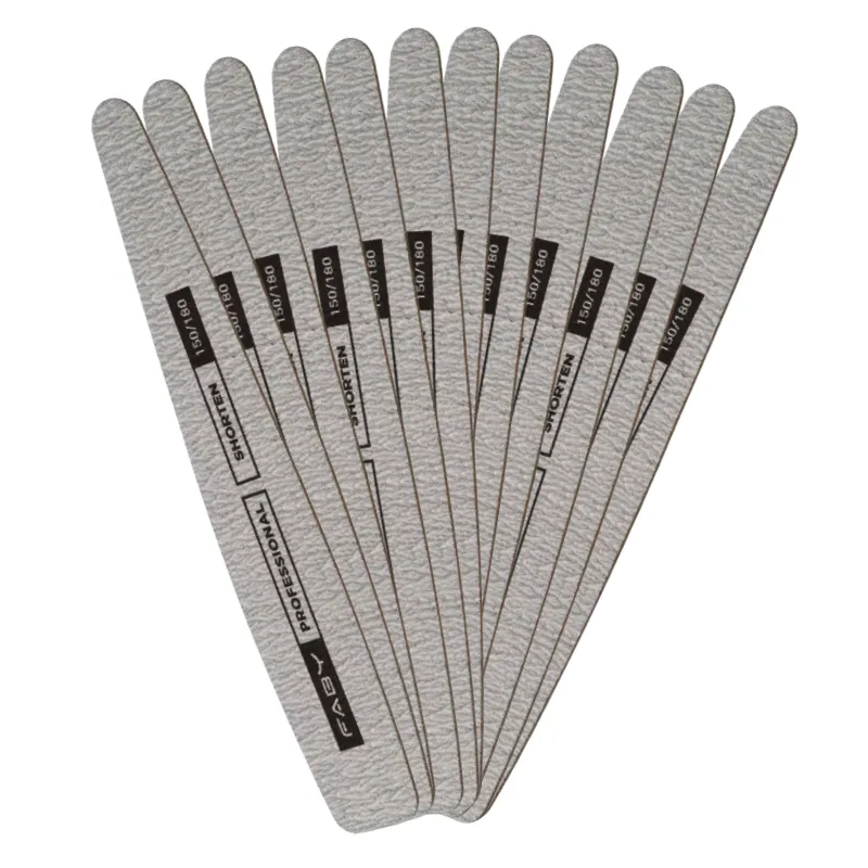 Shorten Feile 150/180 – 12 Stk. Faby Shorten Feile 150/180 Körnung – 12 Stück professionelle Nagelfeilen für Studios und Profis