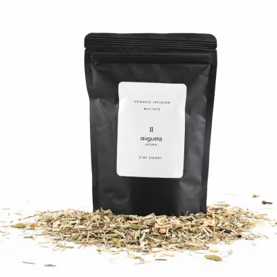 Organic Infusion nr. II – Motivate Organic Infusion Nr II – Motiveer (Motivate) | Augusta Aroma, biologische kruidenthee voor energie en focus