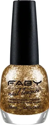 Golden vegan Nail Polish with glitter Faby, natural nail polish without harmful substances