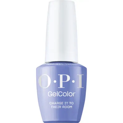 Vernis gel OPI GelColor Charge It to Their Room en violet brillant. Teinte violette élégante avec une finition brillante raffinée.