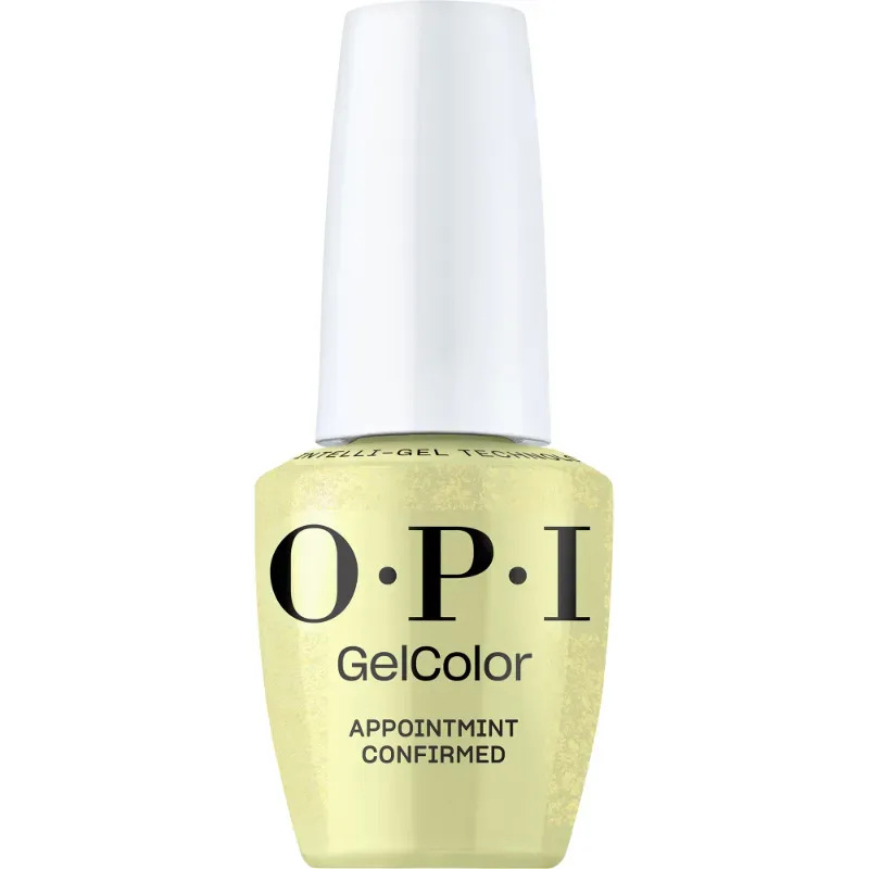 appointMINT Confirmed - GelColor - 15ml Gellak OPI GelColor appointMINT Confirmed – een frisse mintgroene tint met glinsters voor een speelse nagellook.
