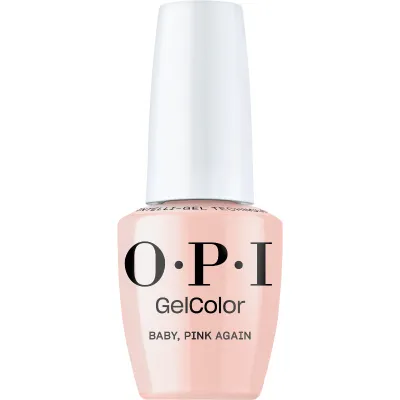 Roze glanzende gellak van OPI, Baby, Pink Again. Voor een frisse, vrouwelijke salonlook.