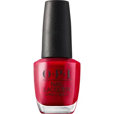 Vernis rouge OPI à finition brillante, The Thrill of Brazil. Couleur intense et élégante pour un look audacieux.