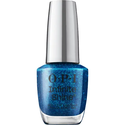 OPI Infinite Shine langhoudende nagellak in glinsterend blauwe kleur, Dust the Competition. Voor een sprankelende en opvallende manicure.