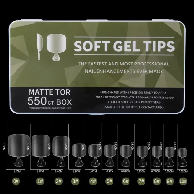 Soft Gel Tips Medium Square Capsules en gel souple pour orteils, flexibles et durables. Idéal pour les extensions d'ongles et les réparations de l'ongle naturel en pédicure. Ajustement parfait pour des résultats durables.