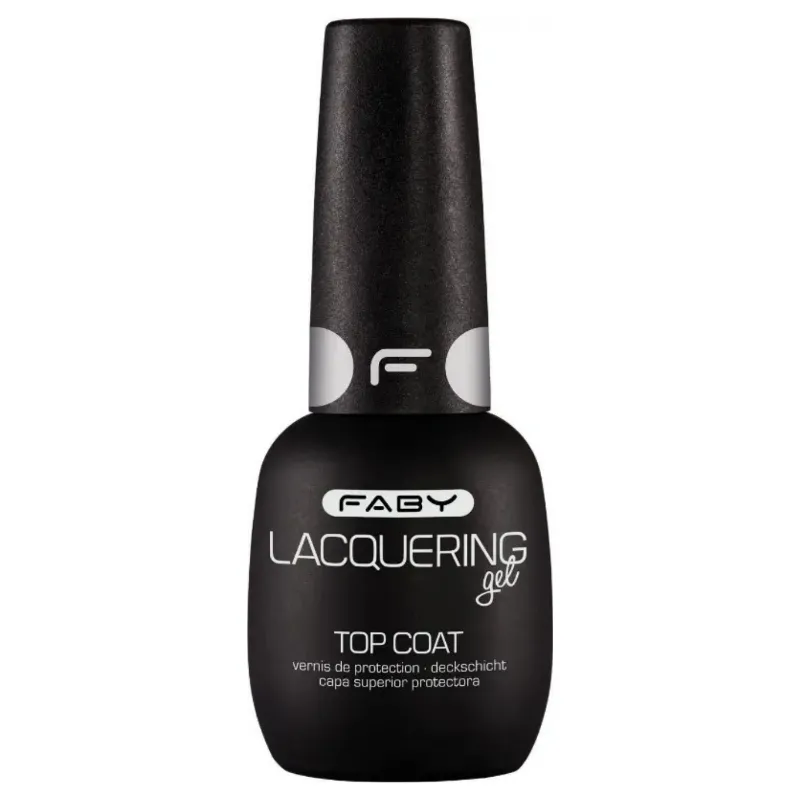 Top coat | Lacquering gel – 15ml FABY Top Coat Lacquering Gel – transparenter Versiegelungsgel für Gel-Lack – Packshot