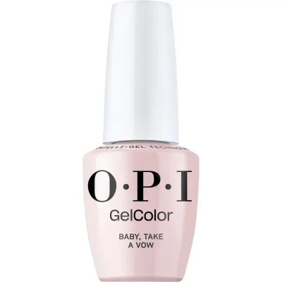 Vernis gel OPI GelColor Baby Take a Vow – un rose doux brillant pour un effet élégant et soigné.