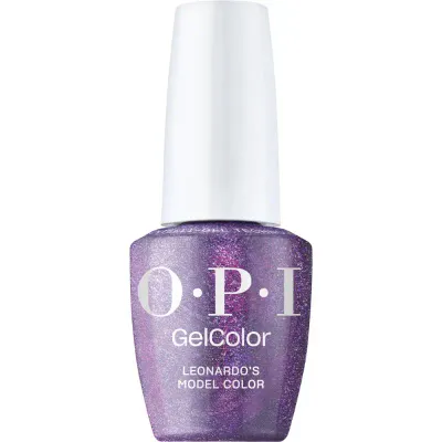 OPI GelColor vernis gel Leonardo's Model Color – vernis gel violet scintillant à finition brillante pour un effet élégant.