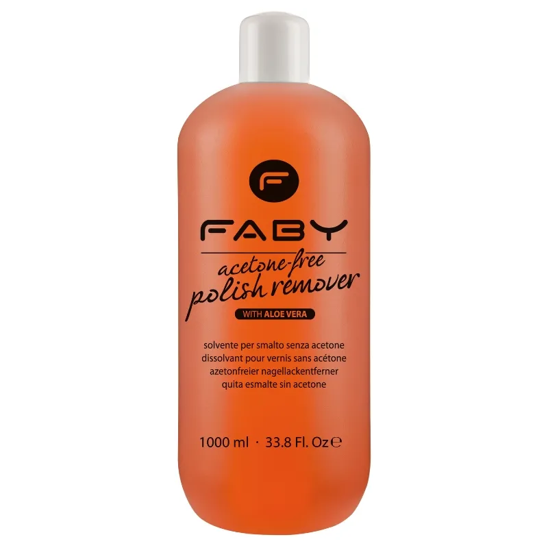 Acetonfreier Nagellackentferner | 1 L Acetonfreier Nagellackentferner von FABY - milde Formel zum sicheren Entfernen von Nagellack, ohne die Nägel zu schädigen