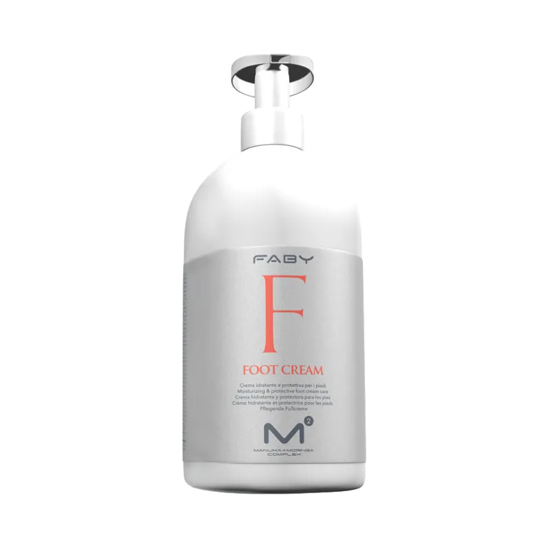 Hydraterende voetcrème | 500 ml FABY hydraterende voetcrème 500 ml – intensieve crème die droge voeten voedt, verzacht en soepel maakt.