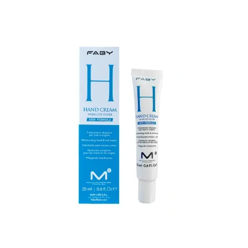 Hand crème met city filter | 20 ml FABY handcrème 20 ml met City Filter – compacte crème die handen beschermt, hydrateert en verzacht tegen stedelijke invloeden