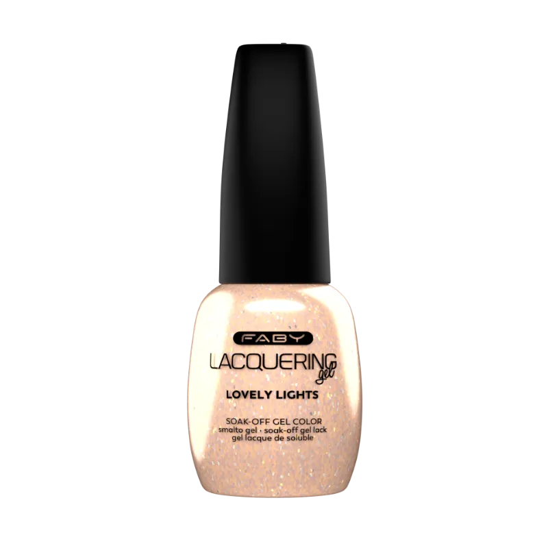 Lovely Lights nude FABY gel polish with glitter – Euphoria Star collection, vegan and long-lasting.