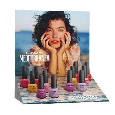 display Mediterranea with nail polishes and gel polishes