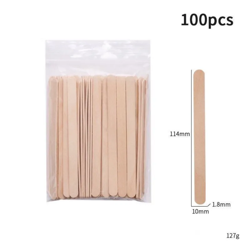 Wax spatels – 11,4cm x 1cm | 100 stuks 11,4 x 1 Houten waxspatels voor het nauwkeurig aanbrengen van warme wax of suikerpasta – hygiënisch, splintervrij en stevig.