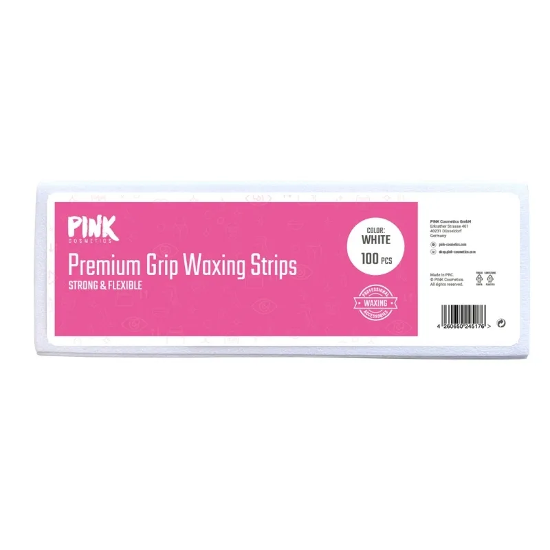 PINK Premium Grip Wachs-Streifen | 100 Stück PINK Premium Grip Waxing Strips – Vorderansicht Verpackung 100 Stück