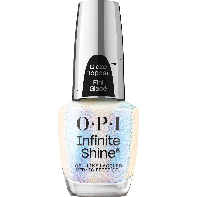 OPI Infinite Shine Holo & Behold Glaze Topper in der Flasche mit transparenter Basis und blau-violettem Schimmer